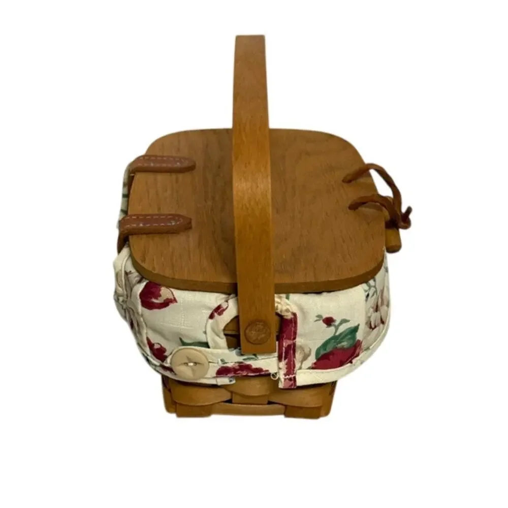 Longaberger Small Purse Basket Lid Liner Leather Hinges Toggle 2005